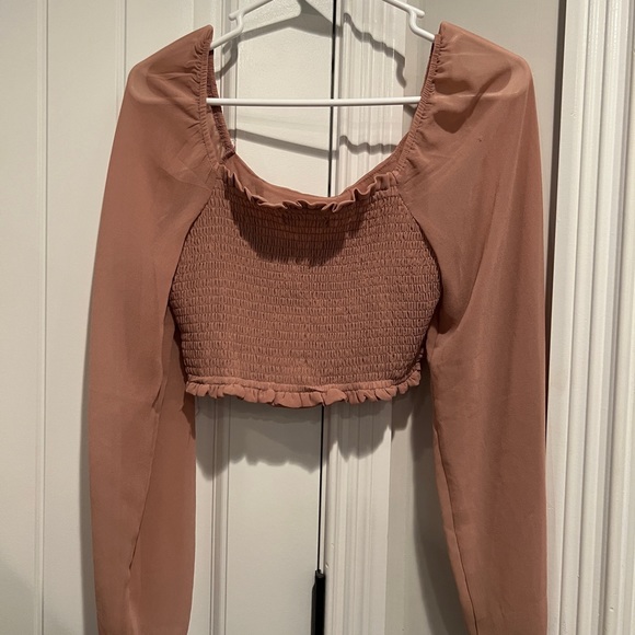 Mauve off the shoulder puffy sleeves crop top size xs altar’d state - Picture 2 of 2